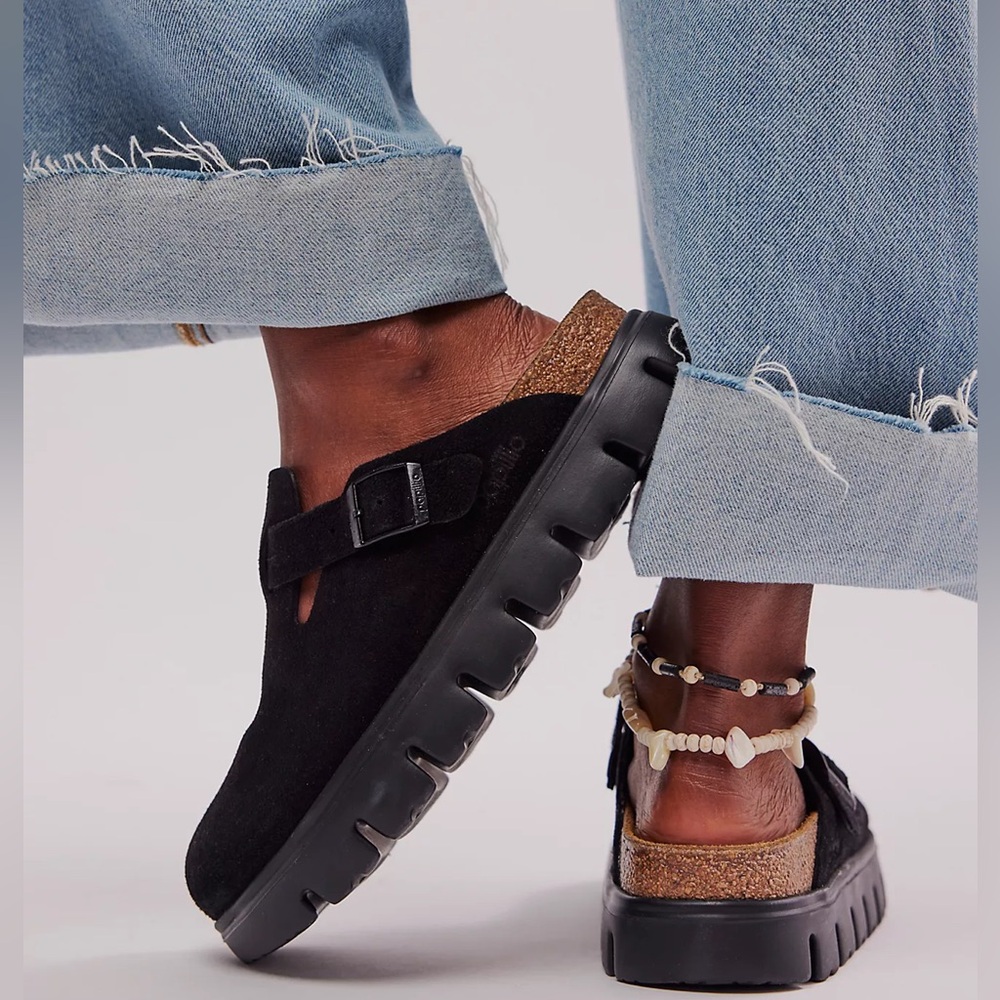 Birkenstock Papillo Boston Chunky Clogs in Black Suede 8 - Picture 7 of 9